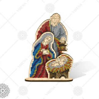 “Presepe di Natale. Piccolo”. Figurine di legno ricamo a perline