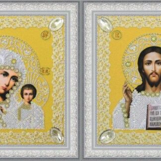 “Madonna di Kazan e Gesù”. Doppio kit-icona ricamo a perline