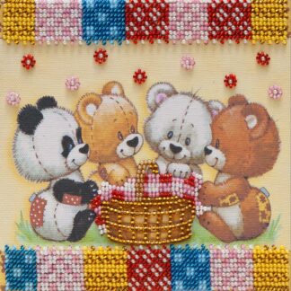 "Orsetti in stile Patchwork". Mini-kit ricamo a perline