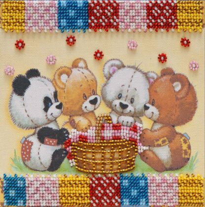 "Orsetti in stile Patchwork". Mini-kit ricamo a perline