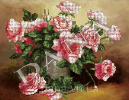 “Rose in vaso”. Schema ricamo a perline