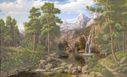 "Cascata nella foresta". Schema ricamo a perline