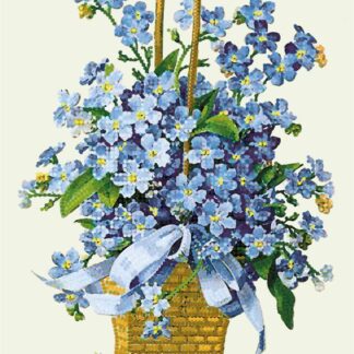 "Cestino con fiori di nontiscordardimé". Schema ricamo a perline