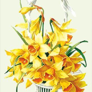 "Cestino con narcisi". Schema ricamo a perline
