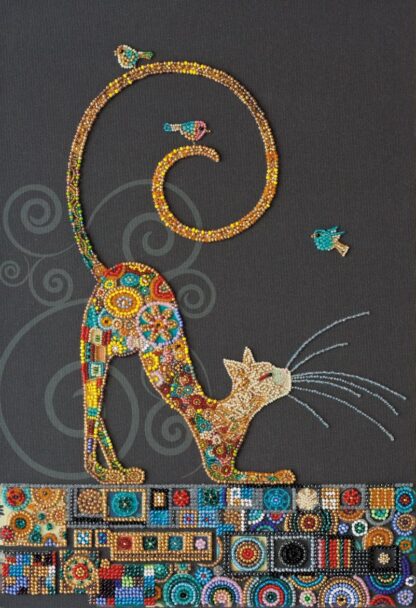 “Il gatto. Yoga”. Kit ricamo a perline