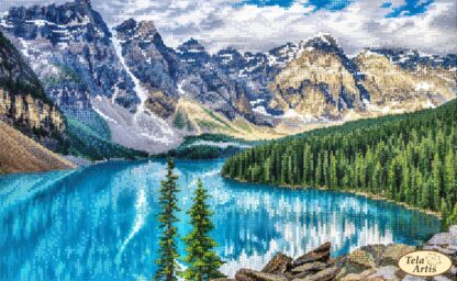 "Paesaggio con lago". Schema ricamo a perline