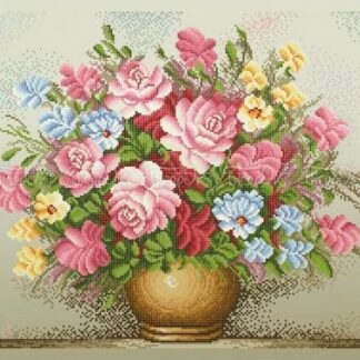 "Vaso con fiori". Schema ricamo con perline