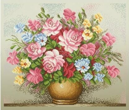 "Vaso con fiori". Schema ricamo con perline